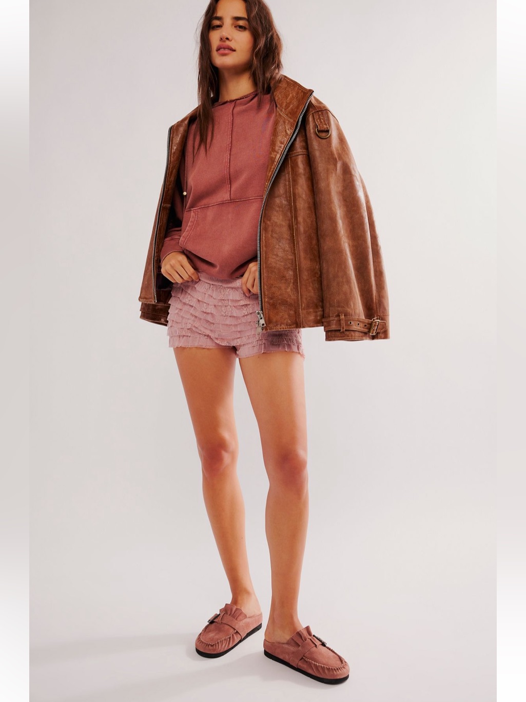 Free People Skyline Leather Jacket- Size Medium